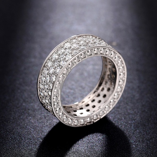 Lady and Men New Fashion Silver Wedding Ring European and American Korean Internet Celebrity Style Full of Stars and Multiple Rows of Zircon Proposal Engagement Rings