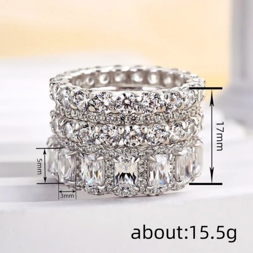 lady new fashion luxury wedding reings set 4 pcs elegant proposal rings heavy industry ring set  stacked style rings inlaid with high-end noble engagement rings jewelry