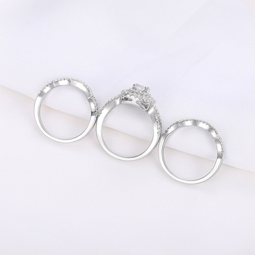 Lady New Fashion Wedding Rings Light Luxury Geometric Ring 3 Piece Elegant Wedding set Elegant Silver Color Engagement Rings set Gold Color Zircon Diamond Proposal Ring