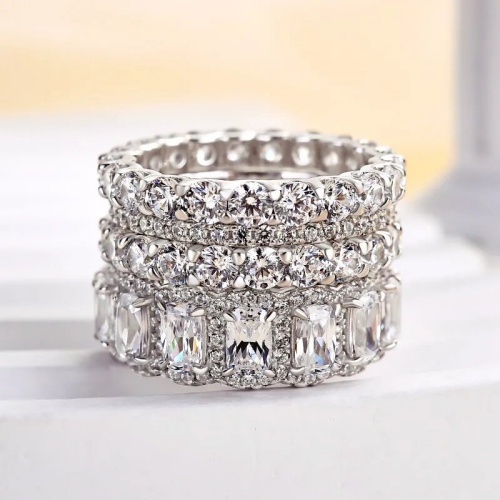lady new fashion luxury wedding reings set 4 pcs elegant proposal rings heavy industry ring set  stacked style rings inlaid with high-end noble engagement rings jewelry