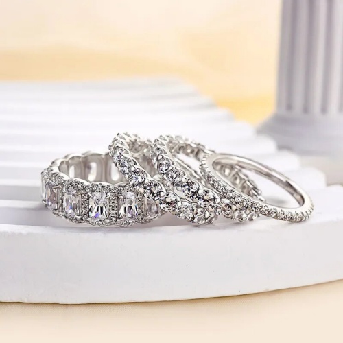 lady new fashion luxury wedding reings set 4 pcs elegant proposal rings heavy industry ring set  stacked style rings inlaid with high-end noble engagement rings jewelry
