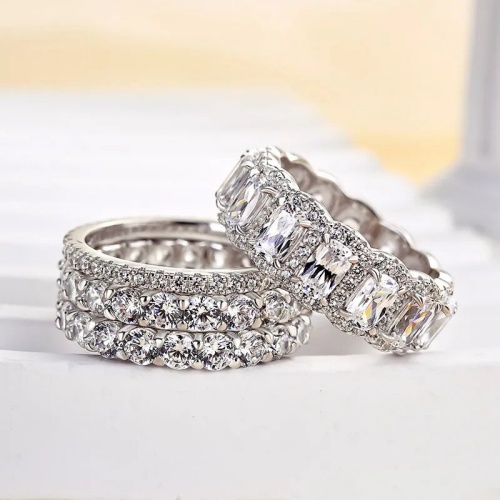lady new fashion luxury wedding reings set 4 pcs elegant proposal rings heavy industry ring set  stacked style rings inlaid with high-end noble engagement rings jewelry