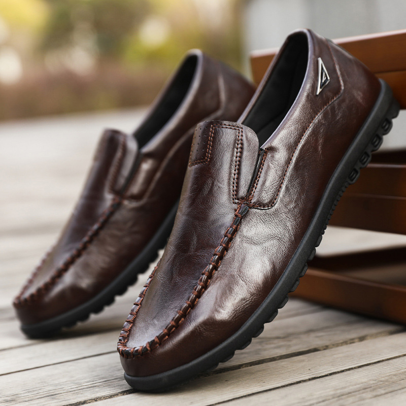 Men's Fashion Flat Casual Moccasins Shoes Leather Peas Shoes Male Walking Peas Shoes Loafers for Men