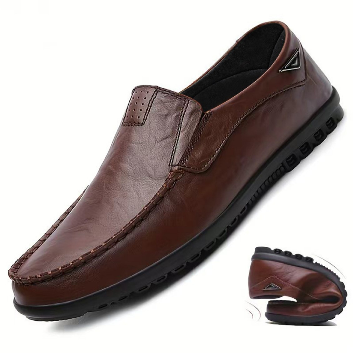 Men's Fashion Flat Casual Moccasins Shoes Leather Peas Shoes Male Walking Peas Shoes Loafers for Men