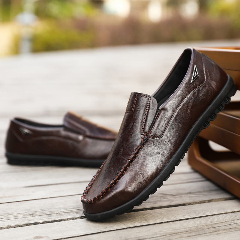 Men's Fashion Flat Casual Moccasins Shoes Leather Peas Shoes Male Walking Peas Shoes Loafers for Men