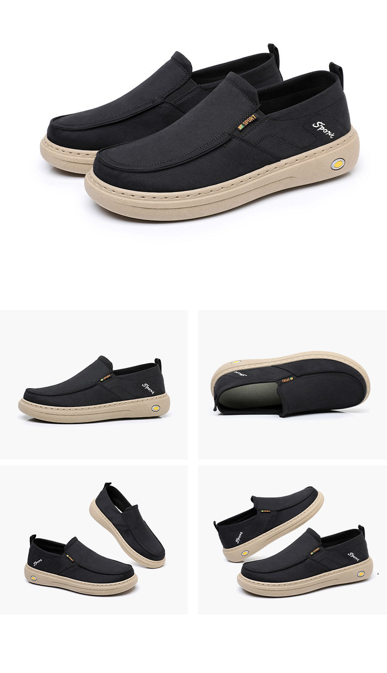 Men's canvas shoes, casual and comfortable flat shoes, slip-on cloth shoes, soft-soled lightweight and versatile men's skateboarding shoes.
