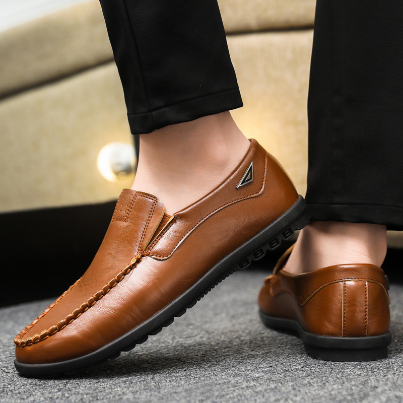 Men's Fashion Flat Casual Moccasins Shoes Leather Peas Shoes Male Walking Peas Shoes Loafers for Men
