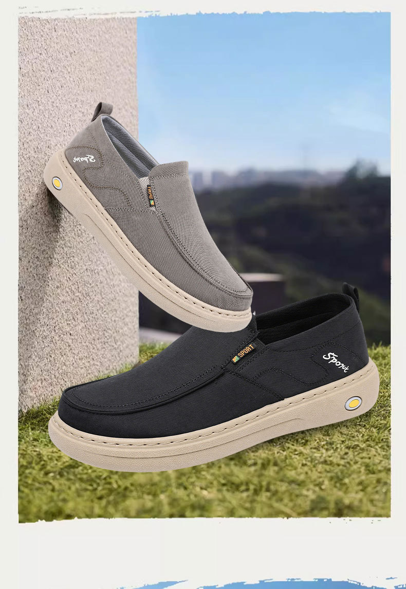 Men's canvas shoes, casual and comfortable flat shoes, slip-on cloth shoes, soft-soled lightweight and versatile men's skateboarding shoes.