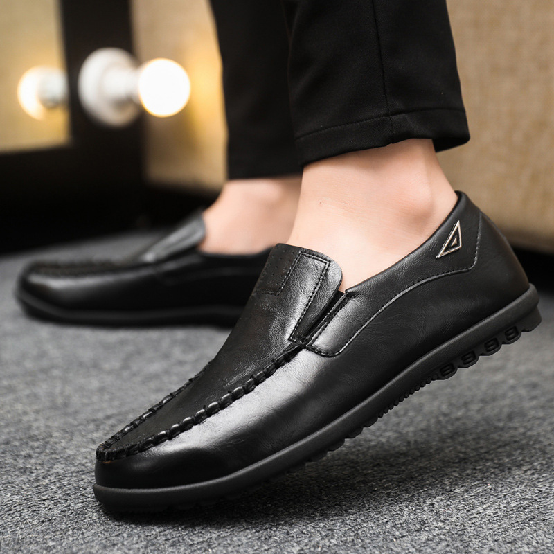 Men's Fashion Flat Casual Moccasins Shoes Leather Peas Shoes Male Walking Peas Shoes Loafers for Men