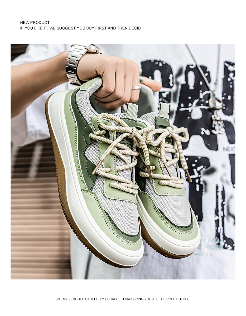 Flat men's shoes, breathable mesh surface, trendy and versatile sports casual shoes, soft-soled fashion shoes, men's soft-soled breathable cloth shoes, inner height-increasing sneakers.