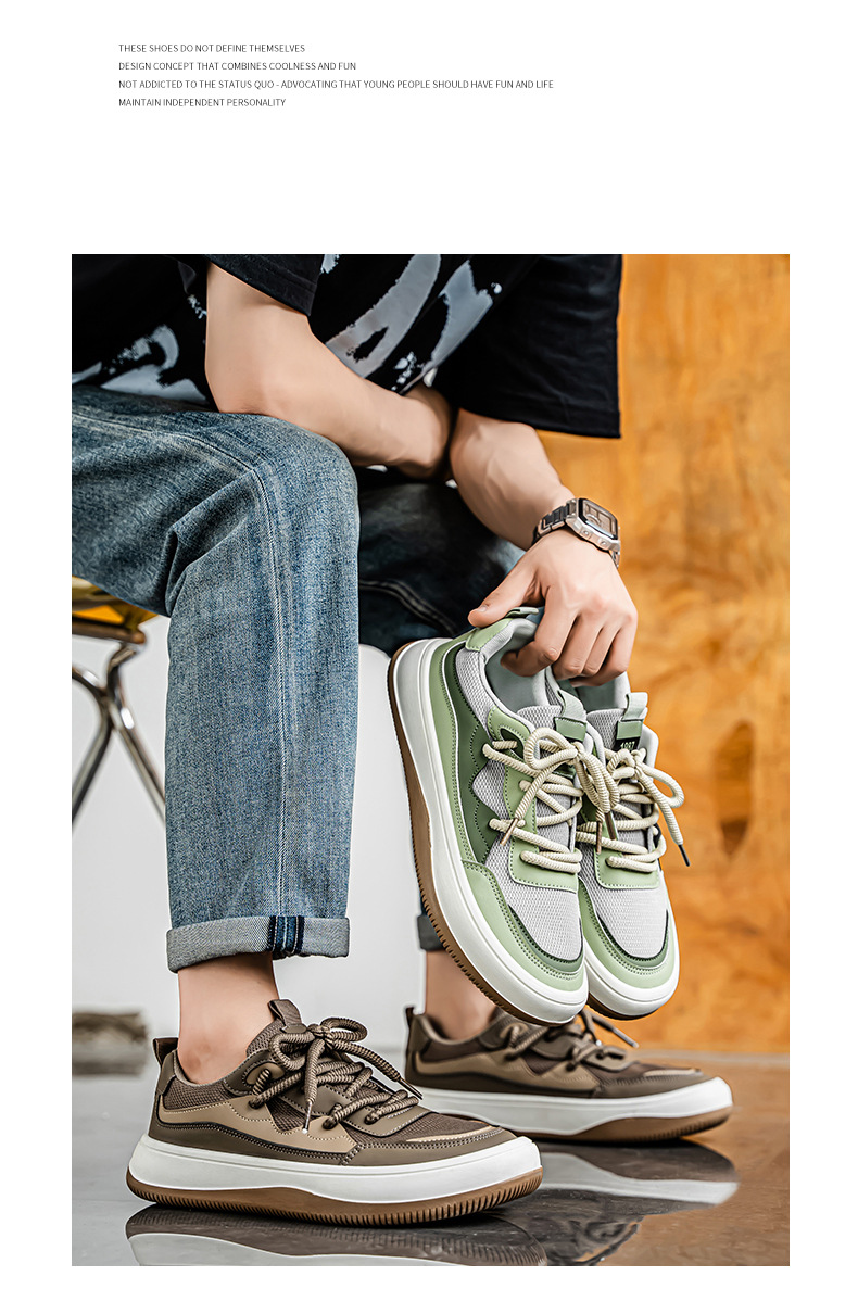 Flat men's shoes, breathable mesh surface, trendy and versatile sports casual shoes, soft-soled fashion shoes, men's soft-soled breathable cloth shoes, inner height-increasing sneakers.