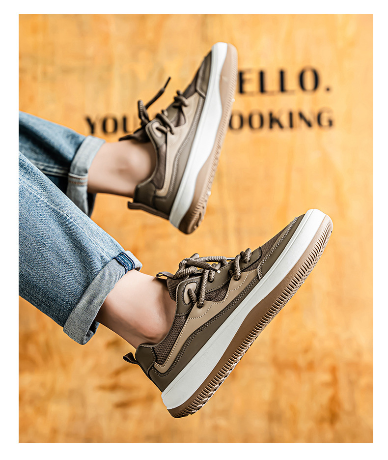 Flat men's shoes, breathable mesh surface, trendy and versatile sports casual shoes, soft-soled fashion shoes, men's soft-soled breathable cloth shoes, inner height-increasing sneakers.