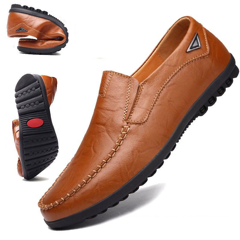 Men's Fashion Flat Casual Moccasins Shoes Leather Peas Shoes Male Walking Peas Shoes Loafers for Men