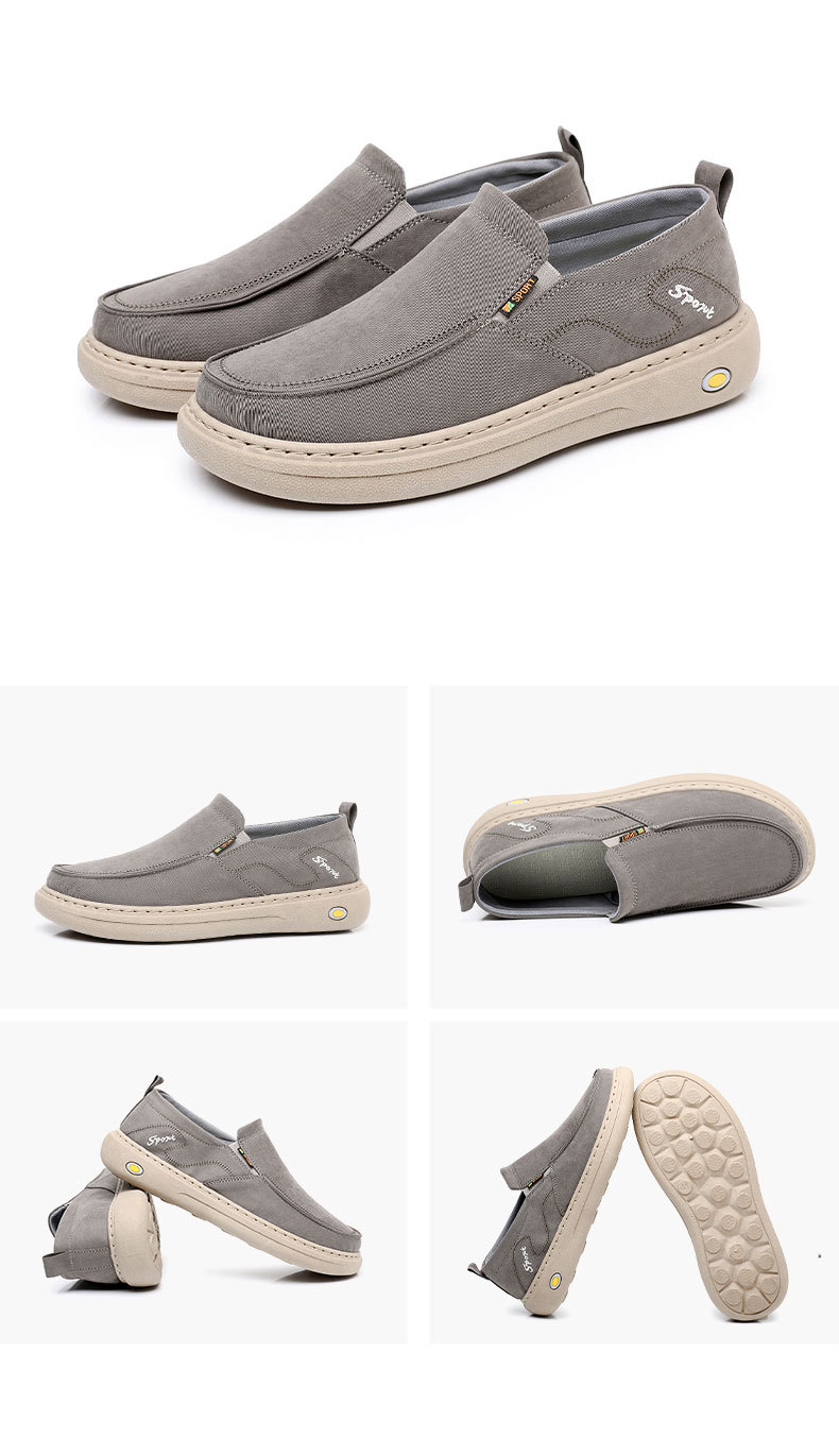 Men's canvas shoes, casual and comfortable flat shoes, slip-on cloth shoes, soft-soled lightweight and versatile men's skateboarding shoes.