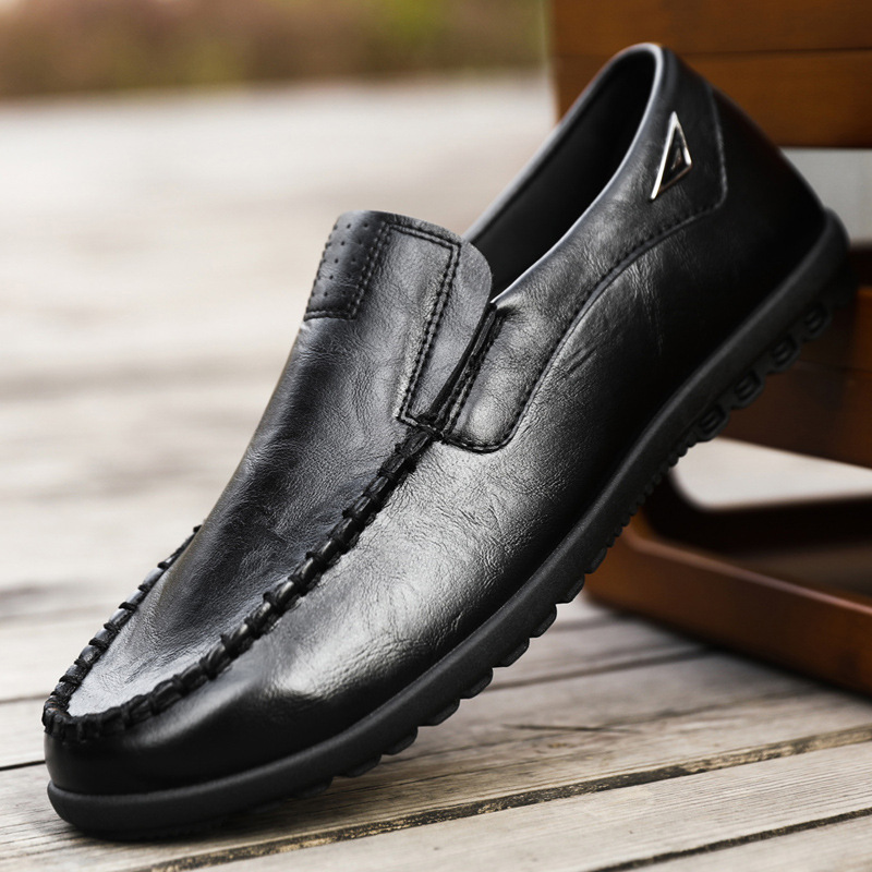 Men's Fashion Flat Casual Moccasins Shoes Leather Peas Shoes Male Walking Peas Shoes Loafers for Men
