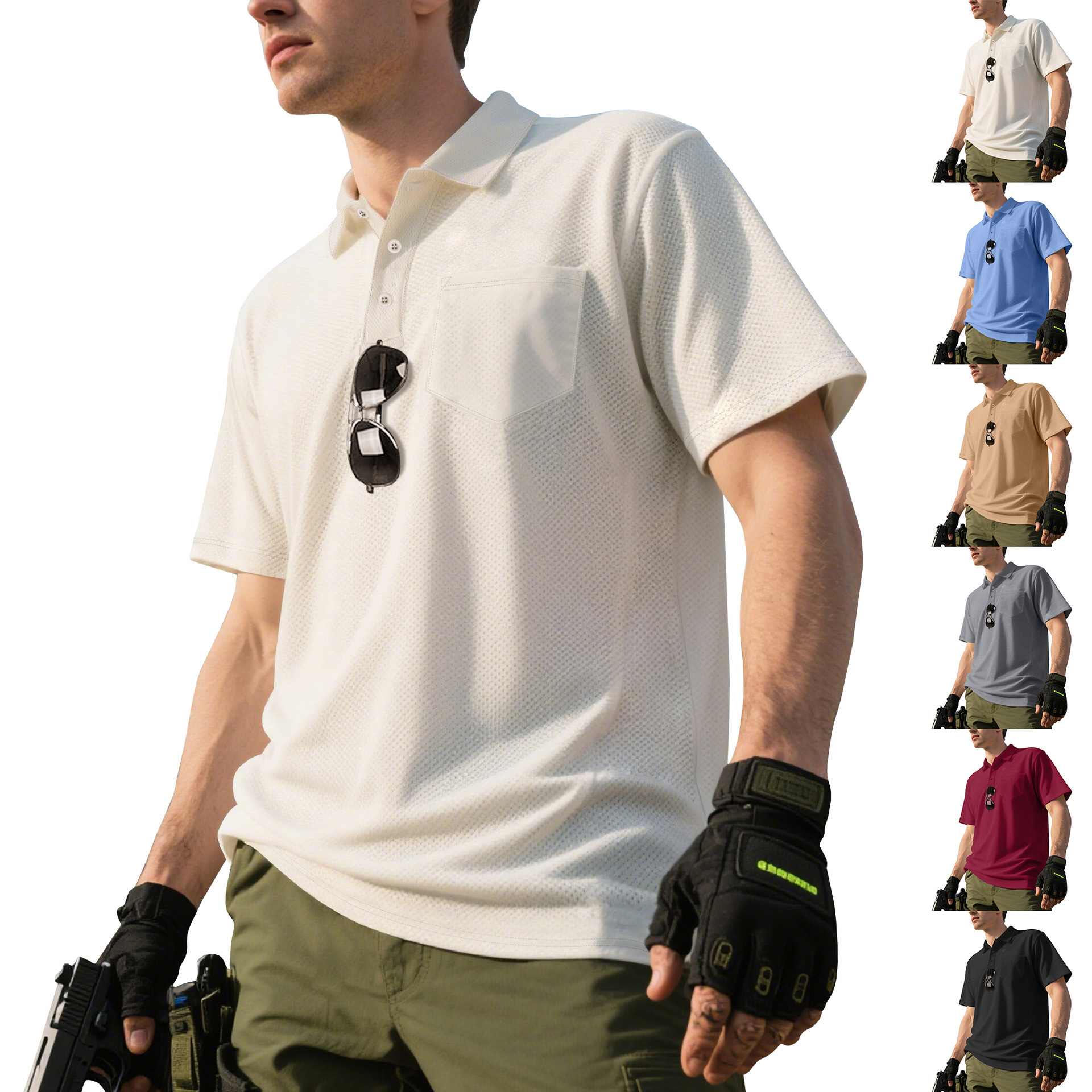 Clothes > Men's Clothing > Tops > Shirts  Men's Loose Summer Short Sleeve Lapel Polo Shirt Tee
