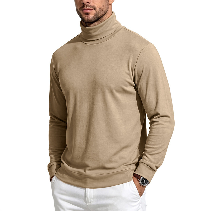 Clothes > Men's Clothing > Tops > Sweatshirts & Hoodies Men’s Warm Long-Sleeved Shirt with a High Collar, Made from Wool and Fleece, for Autumn and Winter