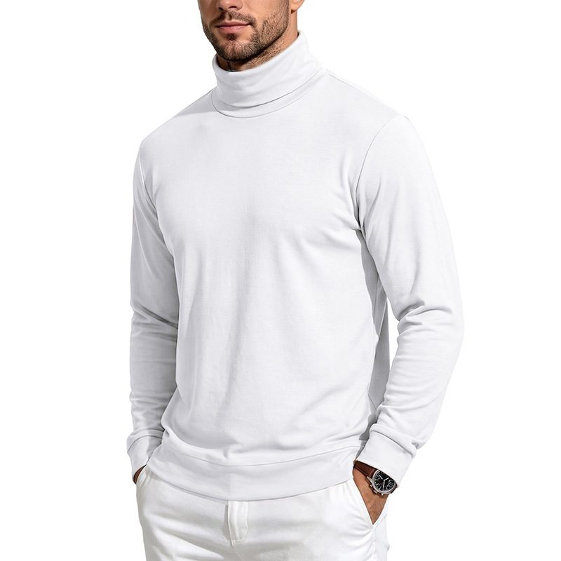 Clothes > Men's Clothing > Tops > Sweatshirts & Hoodies Men’s Warm Long-Sleeved Shirt with a High Collar, Made from Wool and Fleece, for Autumn and Winter