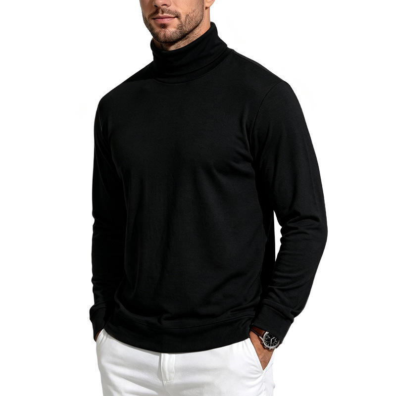 Clothes > Men's Clothing > Tops > Sweatshirts & Hoodies Men’s Warm Long-Sleeved Shirt with a High Collar, Made from Wool and Fleece, for Autumn and Winter