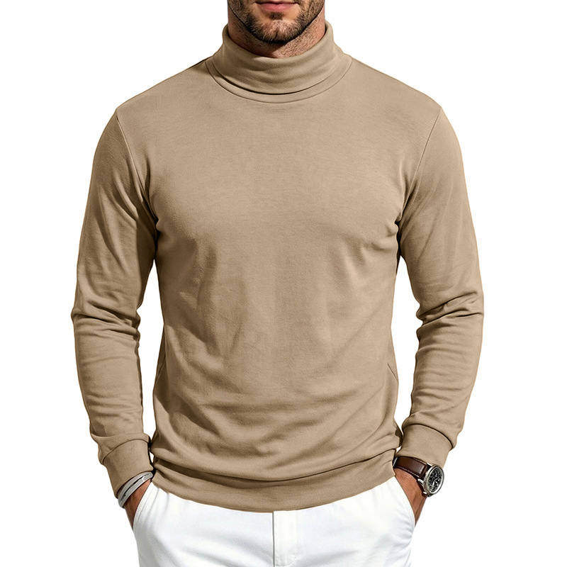 Clothes > Men's Clothing > Tops > Sweatshirts & Hoodies Men’s Warm Long-Sleeved Shirt with a High Collar, Made from Wool and Fleece, for Autumn and Winter