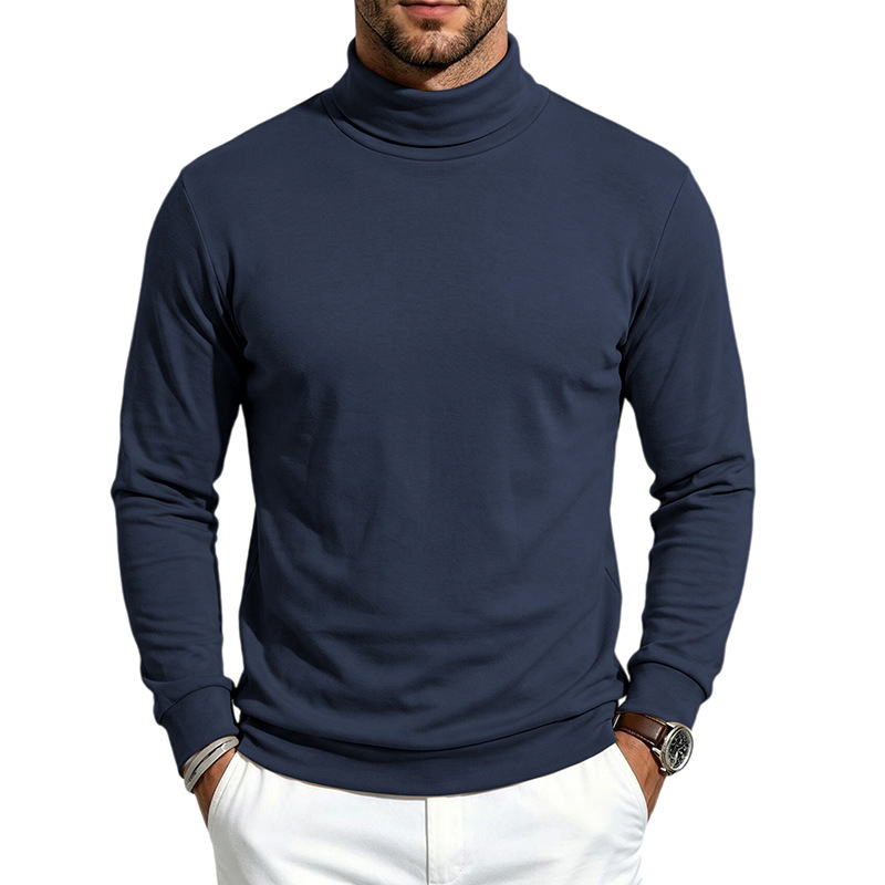 Clothes > Men's Clothing > Tops > Sweatshirts & Hoodies Men’s Warm Long-Sleeved Shirt with a High Collar, Made from Wool and Fleece, for Autumn and Winter