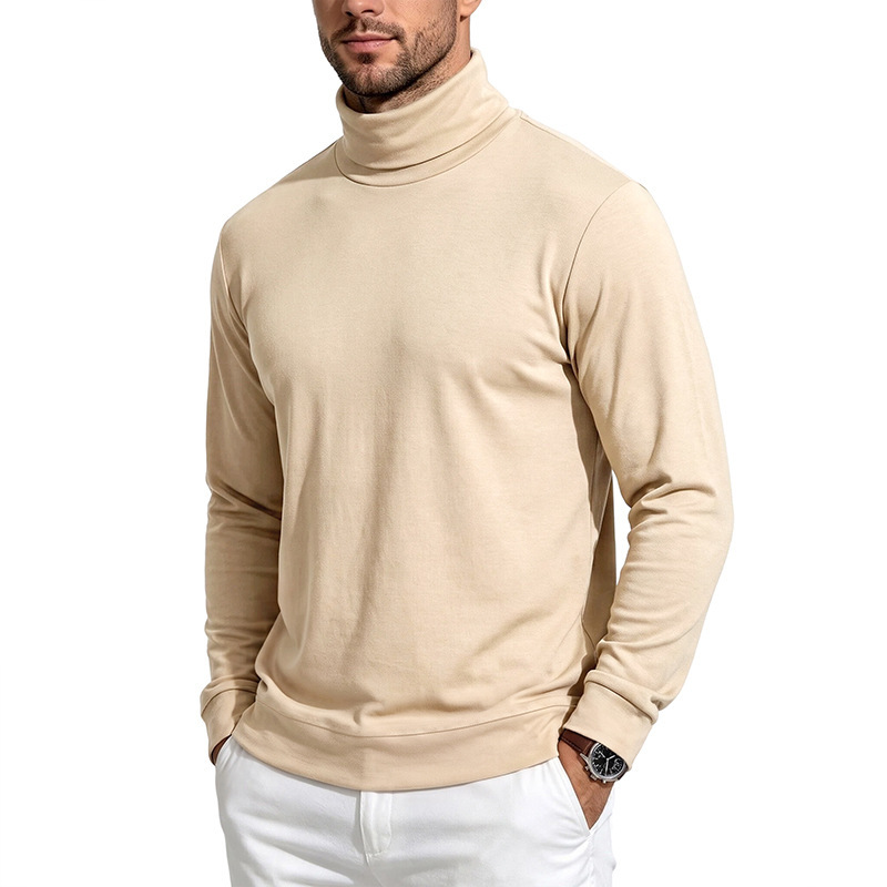 Clothes > Men's Clothing > Tops > Sweatshirts & Hoodies Men’s Warm Long-Sleeved Shirt with a High Collar, Made from Wool and Fleece, for Autumn and Winter