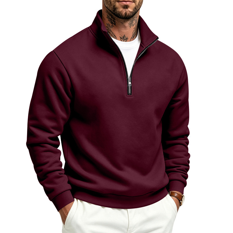 Clothes > Men's Clothing > Tops > Sweatshirts & Hoodies  Men’s Fashionable Sports and Casual Hooded Jumper with a Zip and Fleece Lining for Autumn–Winter