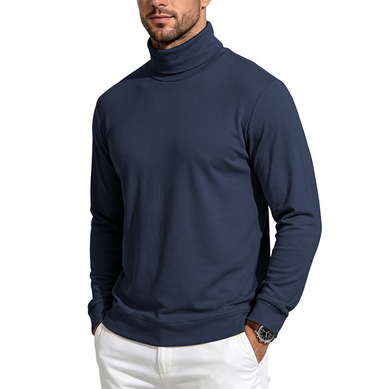 Clothes > Men's Clothing > Tops > Sweatshirts & Hoodies Men’s Warm Long-Sleeved Shirt with a High Collar, Made from Wool and Fleece, for Autumn and Winter