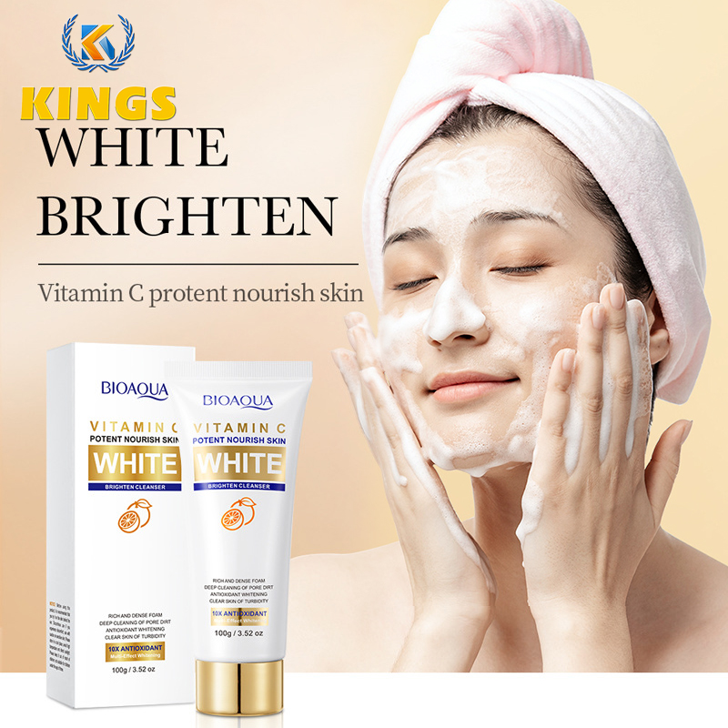 100g Women Facial Cleanser Vitamin C White Brighten Cleanser Rich & Dense Foam Deep Cleaning of Pore Dirt