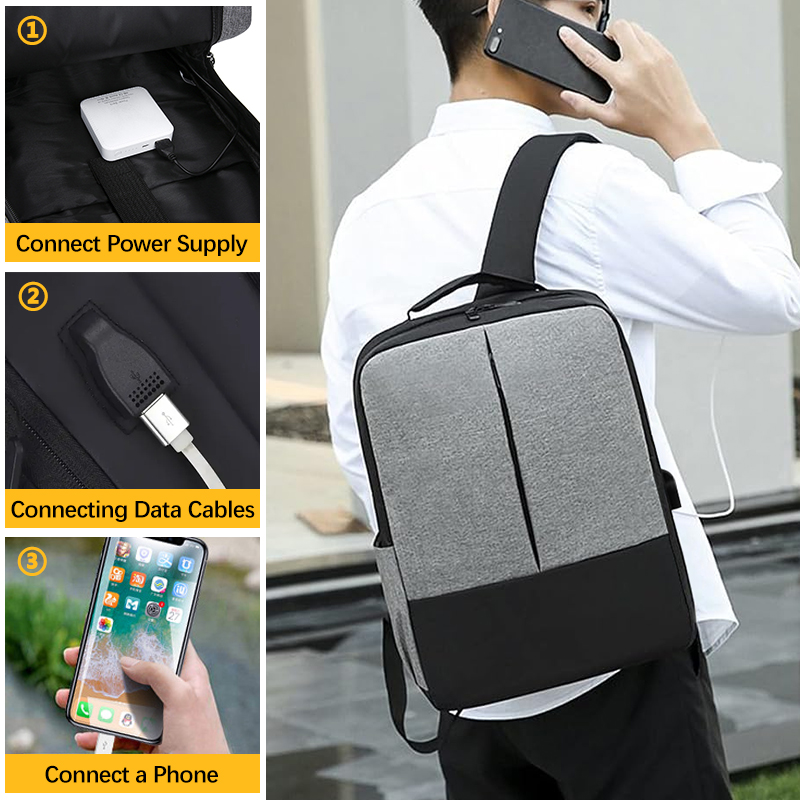 New Arrival 3 In 1 Men Backpack Cross-body Bag Small Bag Set Reflective Stripe Rucksack School Bag