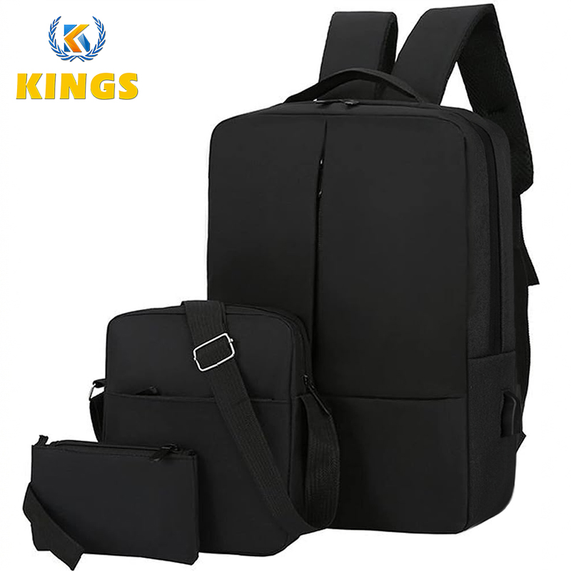 New Arrival 3 In 1 Men Backpack Cross-body Bag Small Bag Set Reflective Stripe Rucksack School Bag