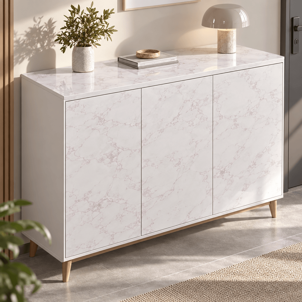 White Marble Contact Paper Peel and Stick, Self Adhesive Decorative Furniture Covering for Desks, Bookshelves, Shoe Cabinets and Wardrobes