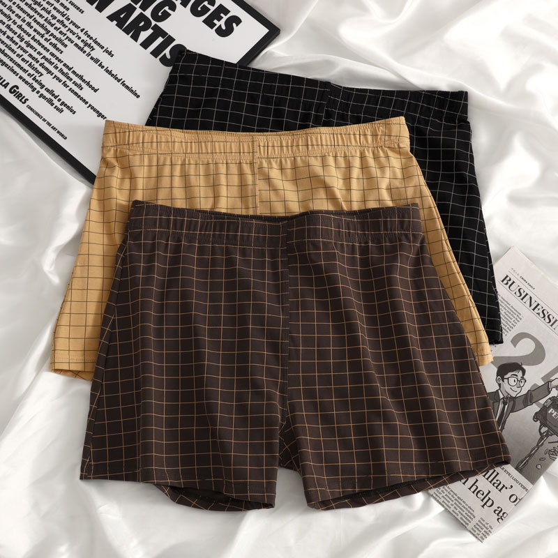 Freyr Large size XL-4XL 3PC men's clothing underwear boys' plaid boxers briefs students shorts clothes Checkered striped underwear