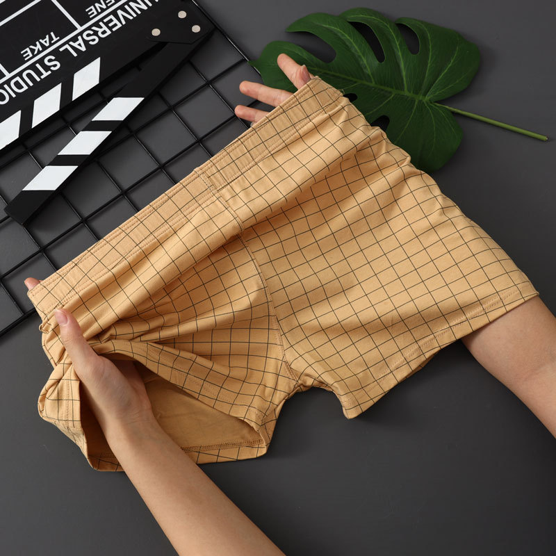 Freyr Large size XL-4XL 3PC men's clothing underwear boys' plaid boxers briefs students shorts clothes Checkered striped underwear