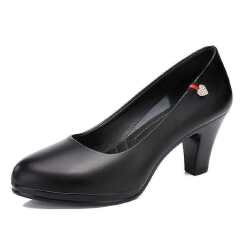 Freyr Large size 38-42 women's PU artificial leather work black  heels shoes ladies single shoes girls' soft soled work Shoes