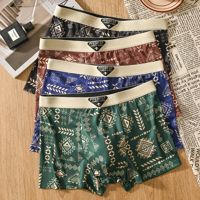 Freyr Large size XL-4XL 4PC men's clothing underwear boys' Ice silk boxers breathable boxer briefs students shorts clothes
