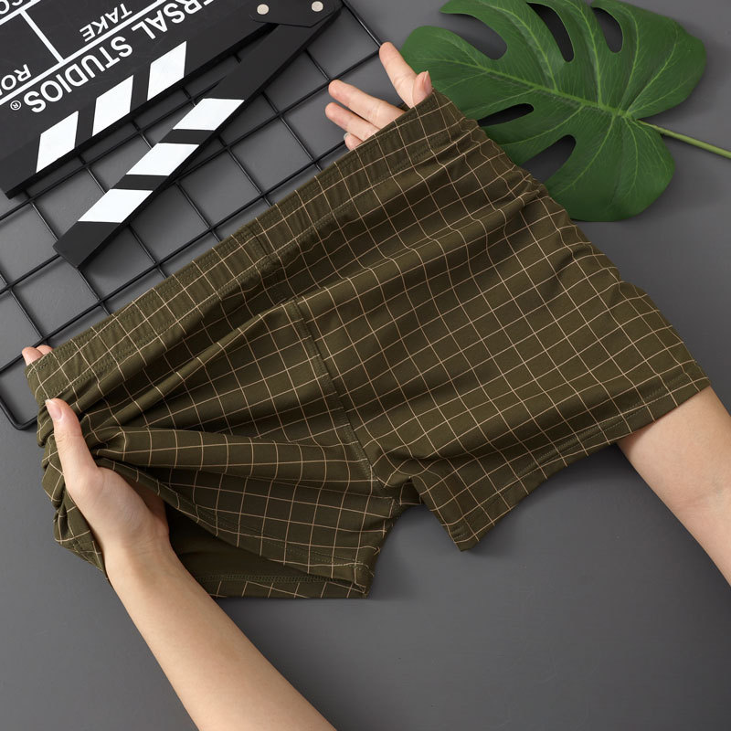 Freyr Large size XL-4XL 3PC men's clothing underwear boys' plaid boxers briefs students shorts clothes Checkered striped underwear