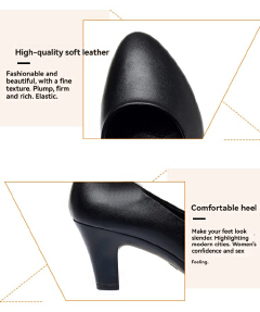 Freyr Large size 38-42 women's PU artificial leather work black  heels shoes ladies single shoes girls' soft soled work Shoes