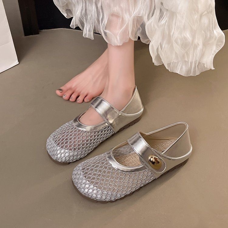 Freyr size 37-40 women's mesh cloth breathable shoes girls single hollow out shoes ladies fashion work sandal shoes