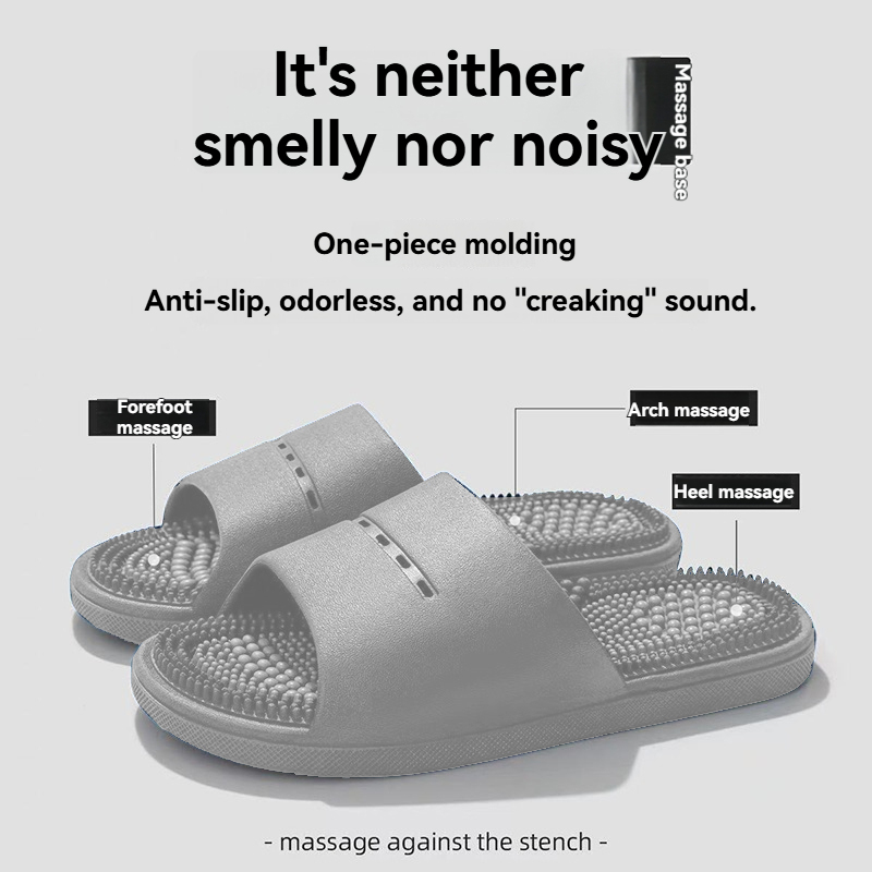 Freyr size 40-45 Men's shoes women's bathroom bath non-slip wear-resistant soft bottom slippers students foot massage slippers
  couple sandals open shoes soft grey slippers