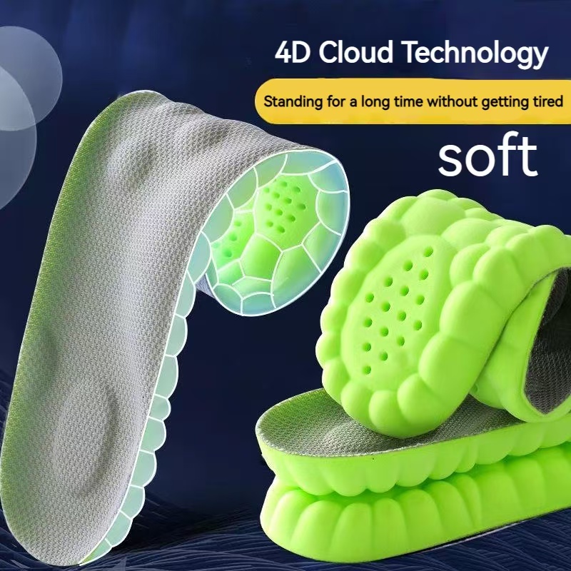 4D Comfort Cloud Cushion Insoles for Men and Women Massage Shock Absorption Shoe Pads for All Shoes