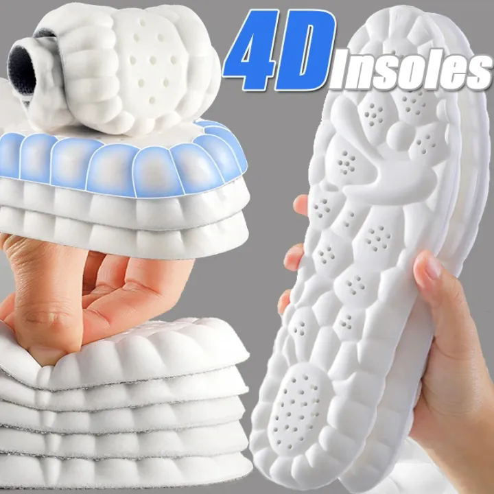4D Cloud Massage Insoles Soft Breathable Cushion Shoe Pads For Walking Running Sports Shoes