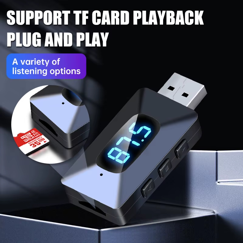 Car Bluetooth 6.0 Mini USB Transmitter Receiver with LED Display Handsfree Call Car Kit Auto Wireless Audio For Fm Radio