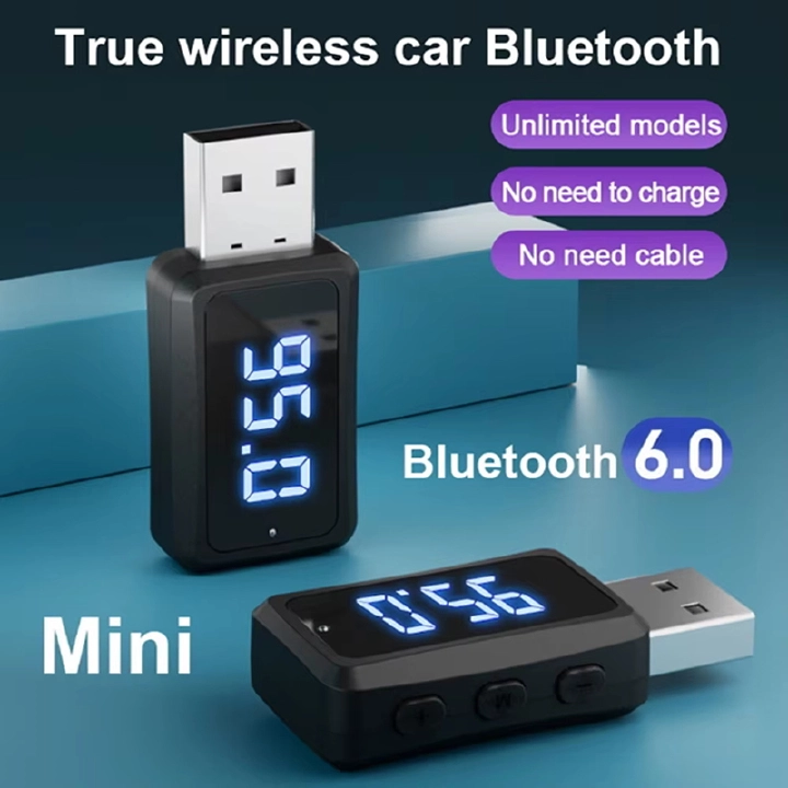 Car Bluetooth 6.0 Mini USB Transmitter Receiver with LED Display Handsfree Call Car Kit Auto Wireless Audio For Fm Radio