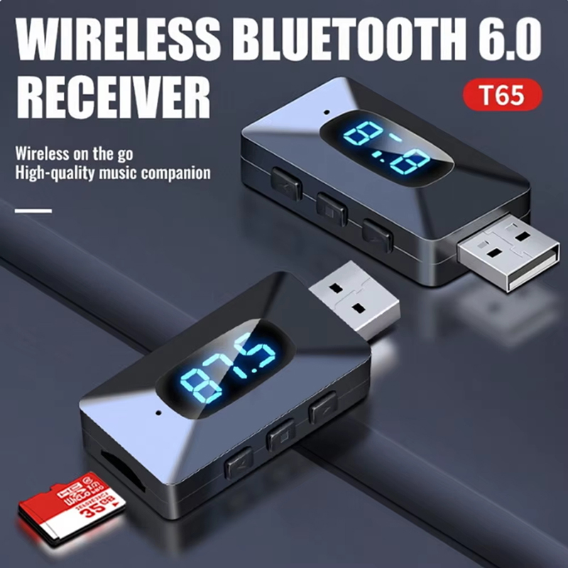 Car Bluetooth 6.0 Mini USB Transmitter Receiver with LED Display Handsfree Call Car Kit Auto Wireless Audio For Fm Radio