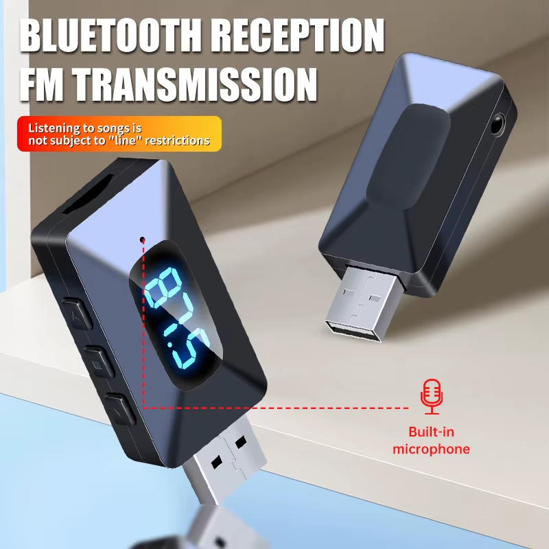 Car Bluetooth 6.0 Mini USB Transmitter Receiver with LED Display Handsfree Call Car Kit Auto Wireless Audio For Fm Radio