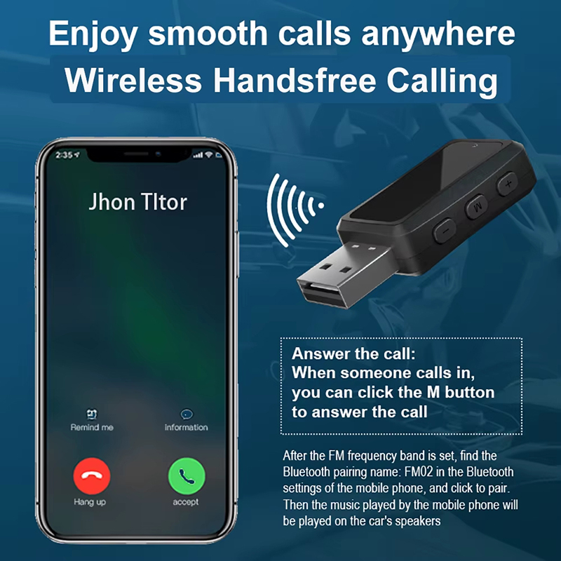 Car Bluetooth 6.0 Mini USB Transmitter Receiver with LED Display Handsfree Call Car Kit Auto Wireless Audio For Fm Radio
