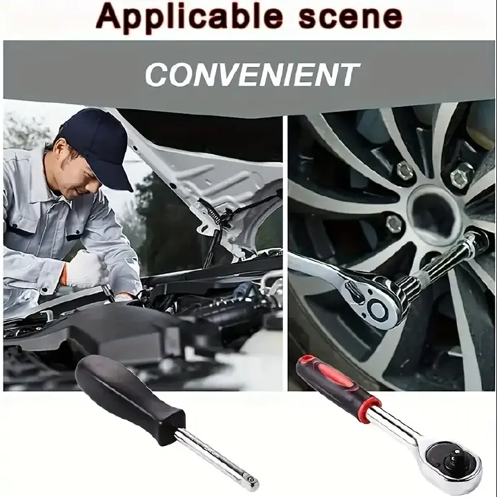 46pcs Socket Wrench Set Ratchet Spanner Batch Head Pawl Socket Screwdriver Multi-functional Car Repair Tool Professional Mechanical Workshop Tools Kit Motorcycle