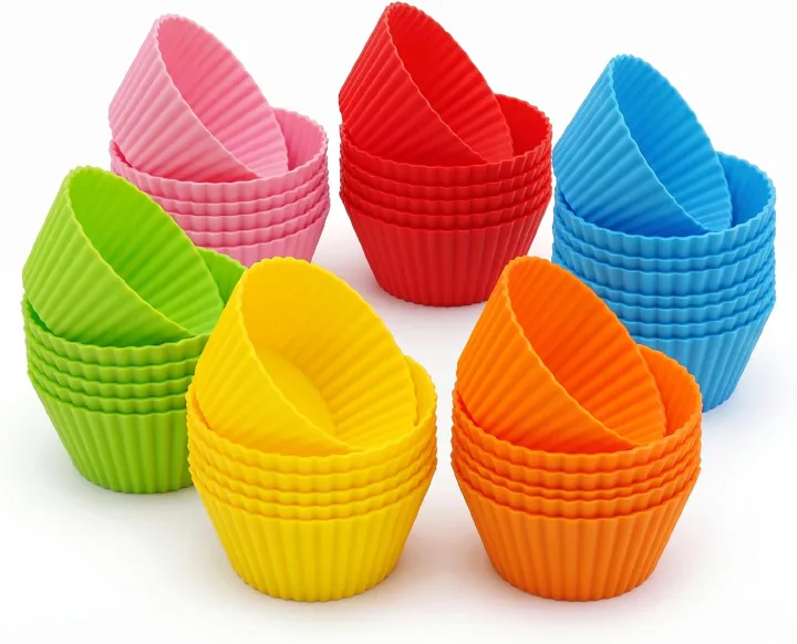 24 Pack Silicone Baking Cups Reusable Muffin Liners Non-Stick Cup Cake Molds Set Cupcake Silicone Liner Standard Size Silicone Cupcake Holder Reusable Cupcake Liners Christmas Gift