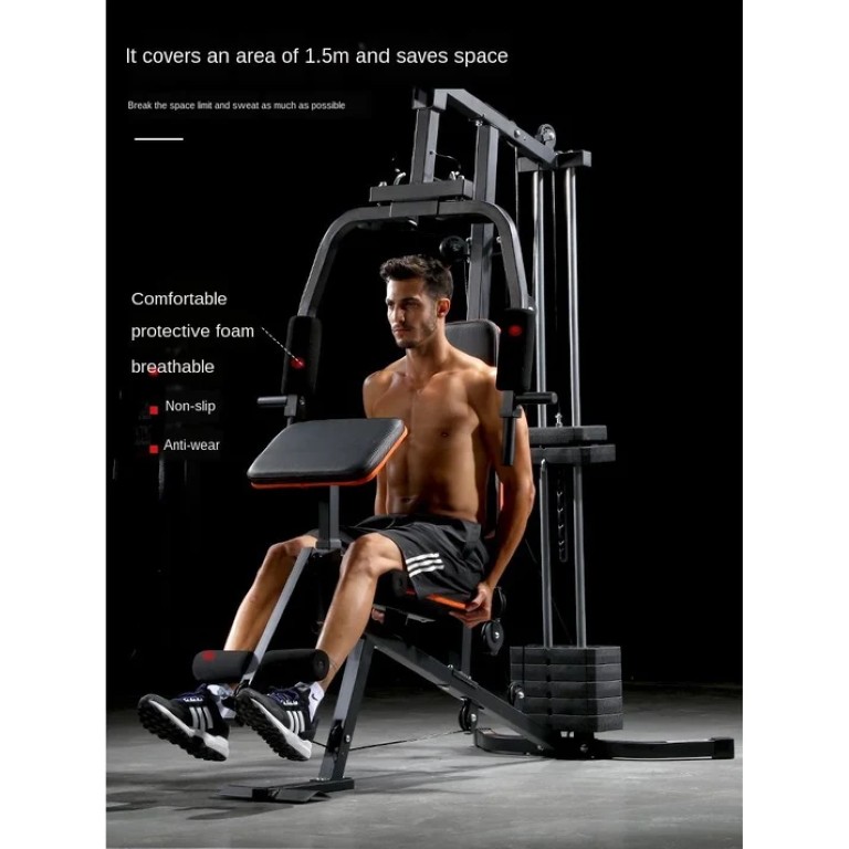 Home Multi Gym 32kg Weight Stack Single Station Strength Training Machine Aircraft Cables JX-911